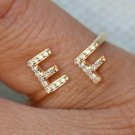 Diamond Couples Initial Ring 14k Gold Natural Diamond Alphabet Anniversary Ring.