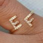 Diamond Couples Initial Ring 14k Gold Natural Diamond Alphabet Anniversary Ring.