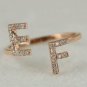 Diamond Couples Initial Ring 14k Gold Natural Diamond Alphabet Anniversary Ring.