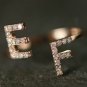 Diamond Couples Initial Ring 14k Gold Natural Diamond Alphabet Anniversary Ring.