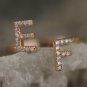 Diamond Couples Initial Ring 14k Gold Natural Diamond Alphabet Anniversary Ring.