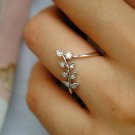 14k Solid Gold Diamond Leaf Chevron Ring V Shape Wedding Band Leaf Vine Ring.