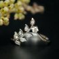 14k Solid Gold Diamond Leaf Chevron Ring V Shape Wedding Band Leaf Vine Ring.