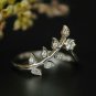 14k Solid Gold Diamond Leaf Chevron Ring V Shape Wedding Band Leaf Vine Ring.
