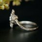 14k Solid Gold Diamond Leaf Chevron Ring V Shape Wedding Band Leaf Vine Ring.