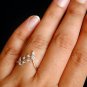 14k Solid Gold Diamond Leaf Chevron Ring V Shape Wedding Band Leaf Vine Ring.