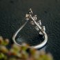 14k Solid Gold Diamond Leaf Chevron Ring V Shape Wedding Band Leaf Vine Ring.