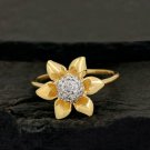 Natural Diamond Band 14k Solid Gold Flower Shape Ring Handmade Wedding Jewelry.
