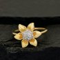 Natural Diamond Band 14k Solid Gold Flower Shape Ring Handmade Wedding Jewelry.