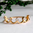 Crown Ring 14k Solid Gold Diamond Statement Ring 1Pc Crown Diamond Wedding Band.