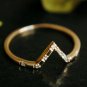 Natural Diamond Ring 14k Gold Bridal Wedding Chevron Ring Stacking Ring Band.