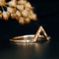 Natural Diamond Ring 14k Gold Bridal Wedding Chevron Ring Stacking Ring Band.