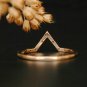 Natural Diamond Ring 14k Gold Bridal Wedding Chevron Ring Stacking Ring Band.