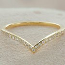 Chevron 14k Solid Gold Ring Diamond V Shaped Ring Stacking Diamond Ring Gift.