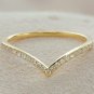 Chevron 14k Solid Gold Ring Diamond V Shaped Ring Stacking Diamond Ring Gift.