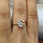 14k Solid Gold Diamond Flower Ring Handmade Diamond Wedding Ring Floral Band.