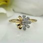 14k Solid Gold Diamond Flower Ring Handmade Diamond Wedding Ring Floral Band.