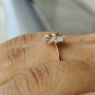 14k Solid Gold Diamond Flower Ring Handmade Diamond Wedding Ring Floral Band.