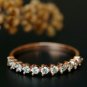 14k Solid Gold Diamond Band Half Eternity Wedding Band Three Prong Stack Ring.