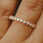 14k Solid Gold Diamond Band Half Eternity Wedding Band Three Prong Stack Ring.