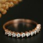 14k Solid Gold Diamond Band Half Eternity Wedding Band Three Prong Stack Ring.