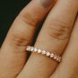 14k Solid Gold Diamond Band Half Eternity Wedding Band Three Prong Stack Ring.
