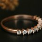 14k Solid Gold Diamond Band Half Eternity Wedding Band Three Prong Stack Ring.