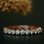 14k Solid Gold Diamond Band Half Eternity Wedding Band Three Prong Stack Ring.