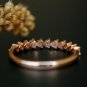 14k Solid Gold Diamond Band Half Eternity Wedding Band Three Prong Stack Ring.