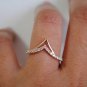 14k Solid Gold Double Chevron Wedding Ring Stackable Gold Bridal Wedding Ring.
