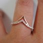 14k Solid Gold Double Chevron Wedding Ring Stackable Gold Bridal Wedding Ring.