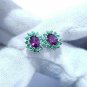 Cluster Earring Pair Sterling Silver Earring Purple Garnet Earring