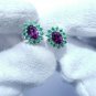 Cluster Earring Pair Sterling Silver Earring Purple Garnet Earring