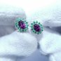 Cluster Earring Pair Sterling Silver Earring Purple Garnet Earring