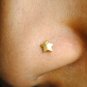 14k Solid Gold Star Moon Nose Pins Minimalist Nose Ring Nostril Jewelry Charm.