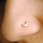 14k Solid Gold Star Moon Nose Pins Minimalist Nose Ring Nostril Jewelry Charm.