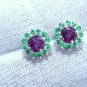 Purple Garnet Cluster Earring 925 Silver Earring Color Change Garnet Earrings Ns