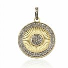 Pave Diamond Two Tone Pendant 925 Silver Diamond Round Pendant Birthday Gift.