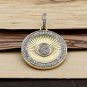 Pave Diamond Two Tone Pendant 925 Silver Diamond Round Pendant Birthday Gift.