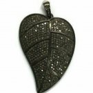 Pave Diamond Leaf Pendant 925 Silver Diamond Pendant Anniversary Gift.