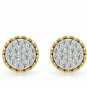Two Tone Stud Earring Diamond Cluster Earrings 14k Solid Gold Stud Earring Pair.