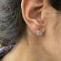 Two Tone Stud Earring Diamond Cluster Earrings 14k Solid Gold Stud Earring Pair.