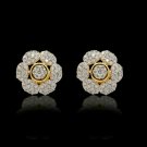 Diamond Stud Earring Bridal Stud Earring Flower Diamond Earring 14k Solid Gold.