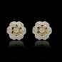 Diamond Stud Earring Bridal Stud Earring Flower Diamond Earring 14k Solid Gold.
