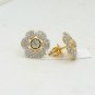 Diamond Stud Earring Bridal Stud Earring Flower Diamond Earring 14k Solid Gold.