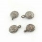 Round Single Bail Pendant Pave Diamond 925 Silver Diamond Jewelry Findings Charm