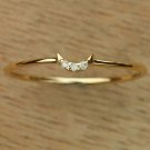 Natural Diamond Crescent Moon Ring 14k Gold Bridal Jewelry Minimalist Ring Gift.