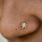14k Solid Gold Flower Nose Stud Body Piercing Jewelry Nose Ring Wedding Gift.