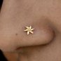 14k Solid Gold Flower Nose Stud Body Piercing Jewelry Nose Ring Wedding Gift.