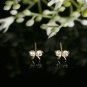 Diamond Bow Studs 14k Solid Gold Bow Tie Nose Ear Piercing Birthday Gift Charm.